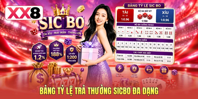 Bảng tỷ lệ trả thưởng sicbo đa dạng